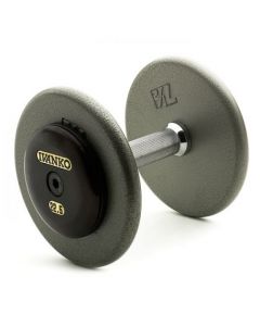 Machined Cast Iron Hammertone Grey Fixed Dumbbells Black Oxide Steel End Plates 5-100 lb, 5 lb inc